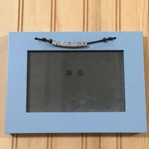 Charming Country Blue Wood Silver Pewter Friends Charm Photo Picture Frame